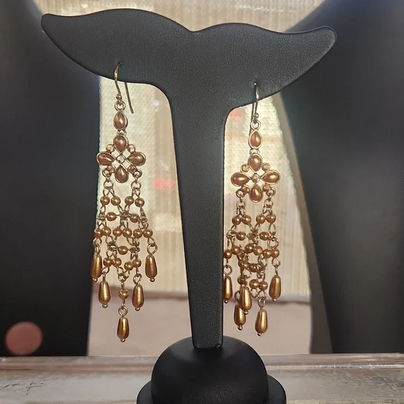 J Crew Chandelier Amber Tone Earrings - Picture 3 of 3